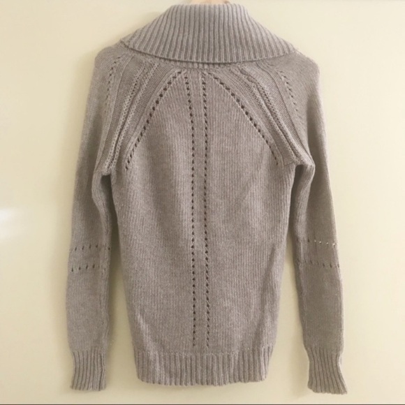 LOFT Cowl Neck Wool Blend Sweater Taupe - Picture 3 of 7